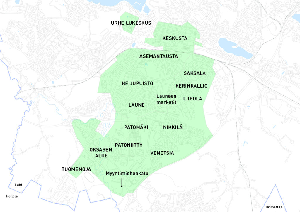 Lempi 1 kartta Tuomenoja - Laune - Keskusta - Laune - Tuomenoja